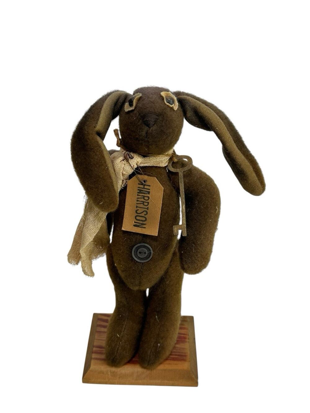 Honey and Me Harrison Folk Art Bunny Rabbit Doll Key Button Home Decor